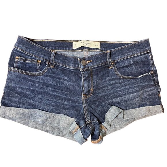 Abercrombie Low Rise Denim Shorts 6 Blue Med Wash Western Boho Hippie Y2K - Picture 1 of 13
